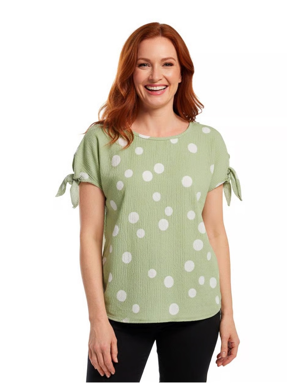 NWT Polka Dot Tie-Sleeve Top - Light Green